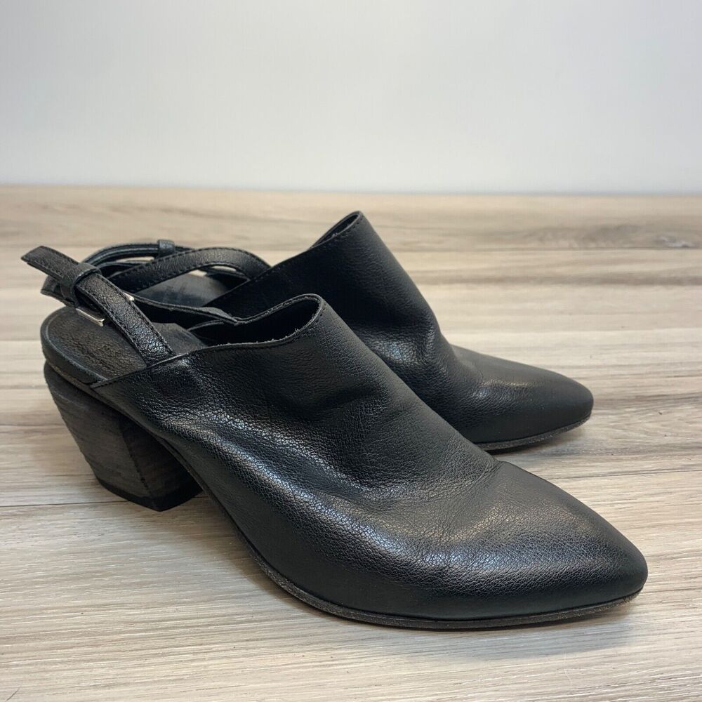 Officine Creative Black Block Heel Ankle Strap Pointed Toe Womens Shoe US Size 6